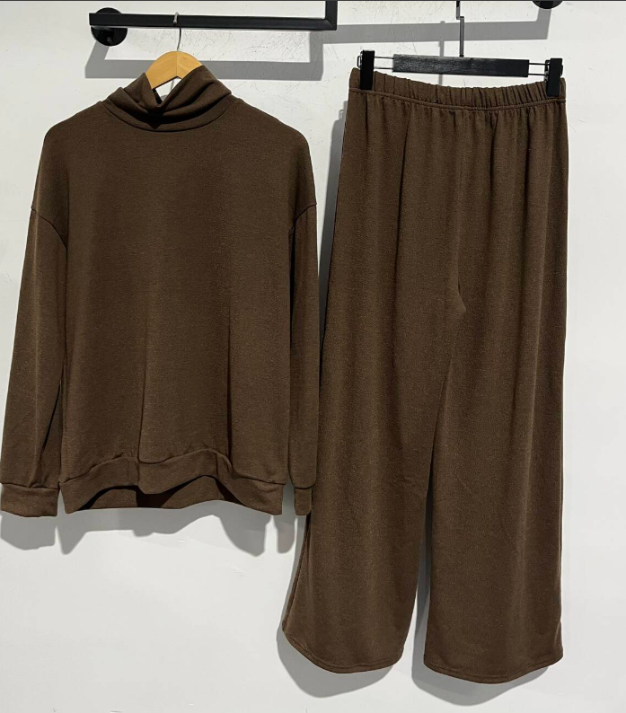 Levoire | Ensemble De Salon Pour Femmes À Manches Longues Et Pantalon Parfait Pour La Maison Café
