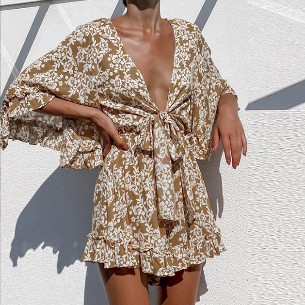 Levoire | Robe Imprimé Tigre Été Élégante brun et blanc