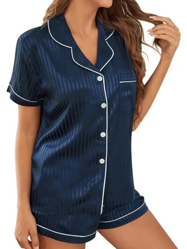 Levoire | Dame rayé haut à manches courtes + short ensemble pyjama