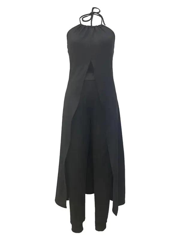 Levoire | Femme Top Dos Nu Sans Manches Uni + Pantalon Taille Haute Set