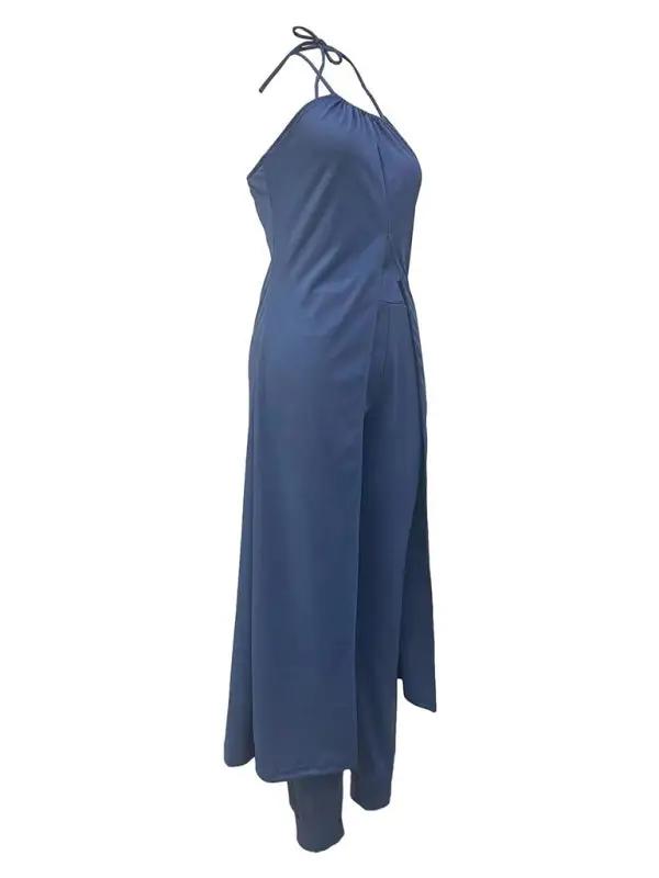 Levoire | Femme Top Dos Nu Sans Manches Uni + Pantalon Taille Haute Set