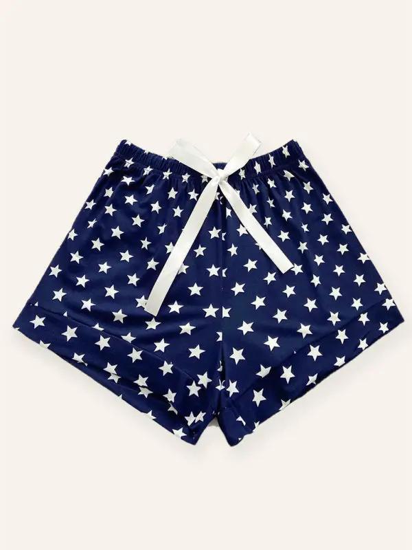Levoire | Femme Tricot Loisirs Confort Étoile Short Pantalon de Nuit Pourpre bleu marine