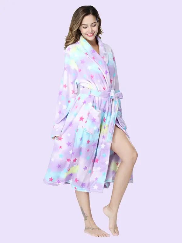 Levoire | Femme imprimée à retournement peignoir en flanelle détachable Muster5
