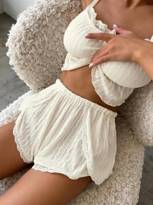 Levoire | Ensemble de pyjama short à camisole sans manches sexy Crème