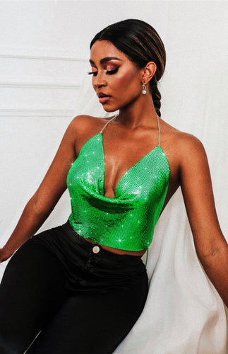 Levoire | Femmes sexy métallique paillettes halterneck top Femmes sexy paillettes halterneck top