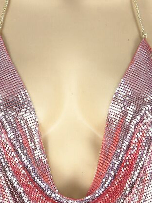 Levoire | Femmes sexy métallique paillettes halterneck top Femmes sexy paillettes halterneck top