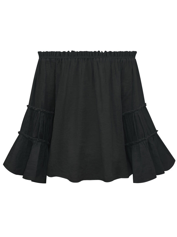Levoire | Pour femmes Slub Coton Pour femmes Manches repliées Col en V Sexy Blouse