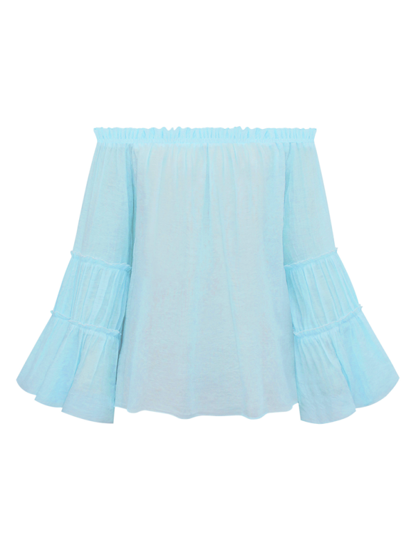 Levoire | Pour femmes Slub Coton Pour femmes Manches repliées Col en V Sexy Blouse