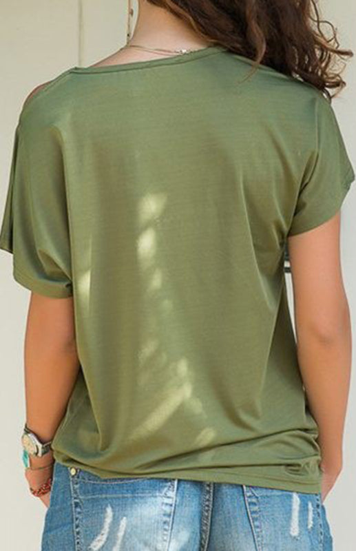 Levoire | LOOSE V-shaped shoulder crossed irregular short-sleeved T-shirt