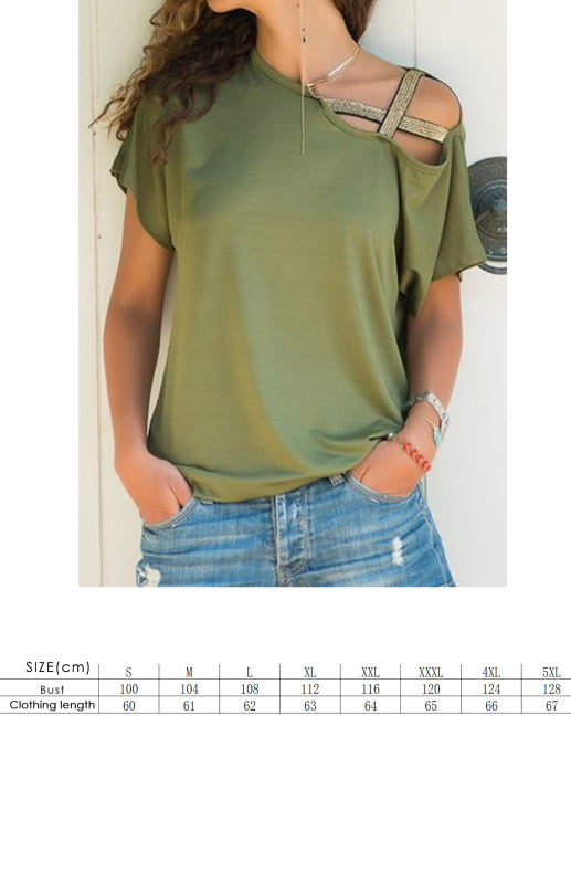 Levoire | LOOSE V-shaped shoulder crossed irregular short-sleeved T-shirt