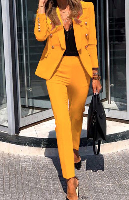 Levoire | Nouvelle mode unie deux pièces robe Jaune