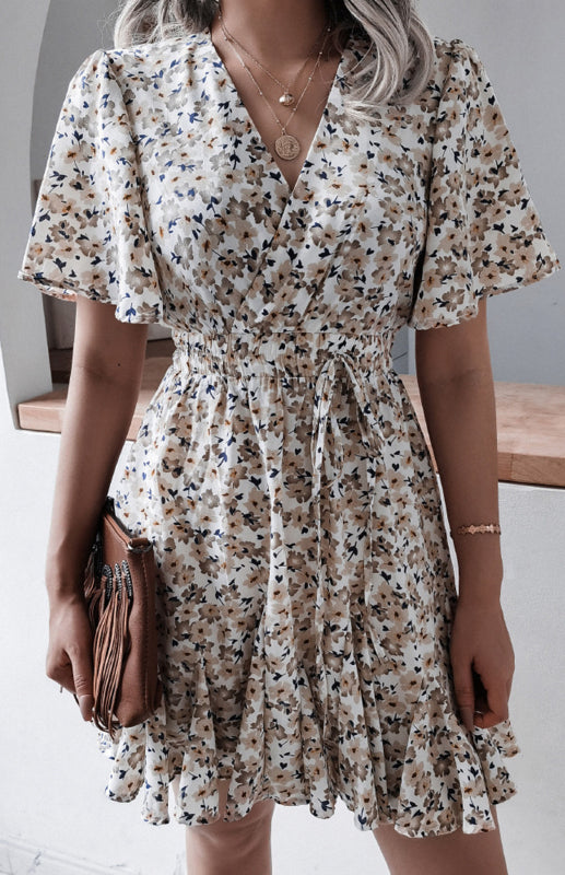 Levoire | Femmes Robe Sexy Imprimé en Chiffon Kaki