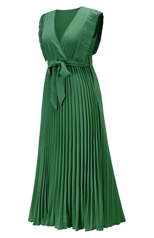 Levoire | Slim Fit Sexy Lotusleaf Sans Manches Chiffon Tombant Uni Robe