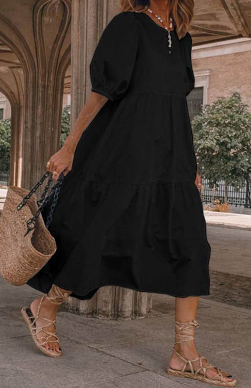 Levoire | Robe midi ligne A unie Noir