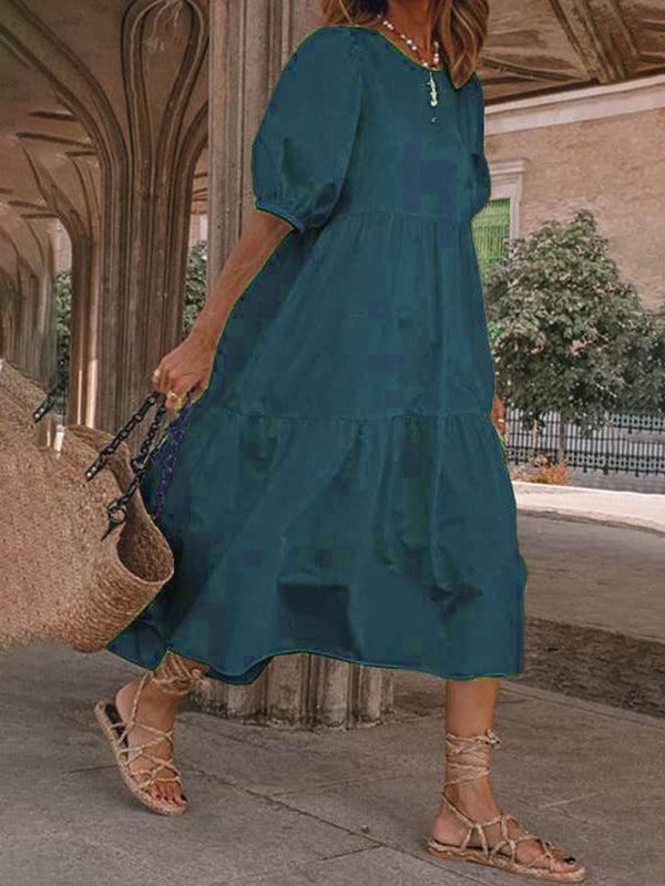 Levoire | Robe midi ligne A unie Vert 5XL