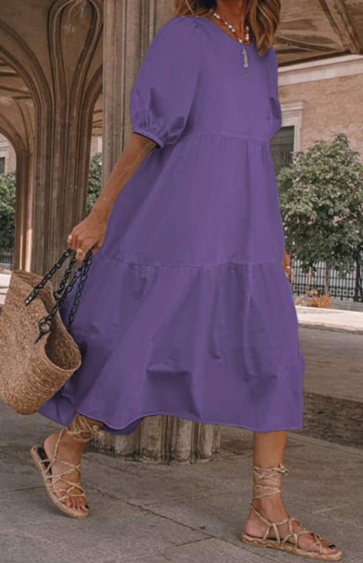 Levoire | Robe midi ligne A unie Violet