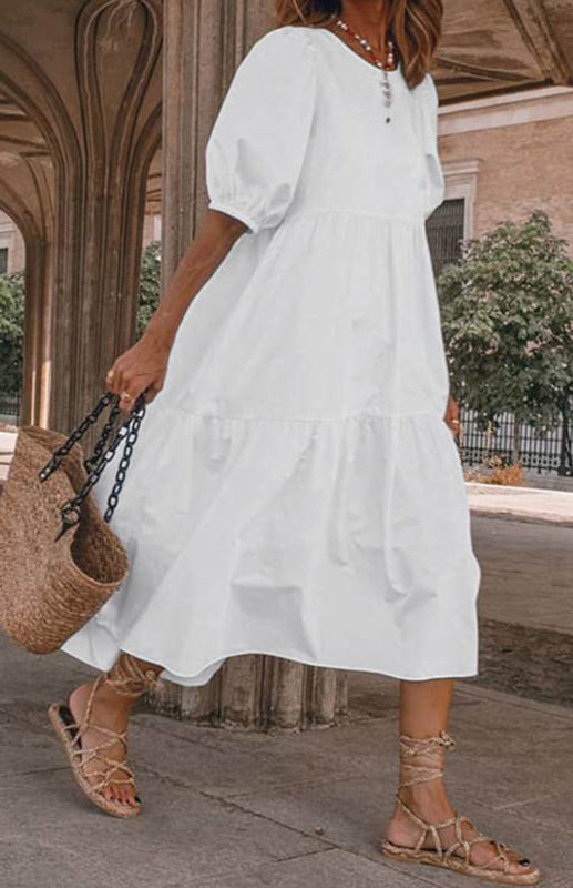 Levoire | Robe midi ligne A unie Blanc