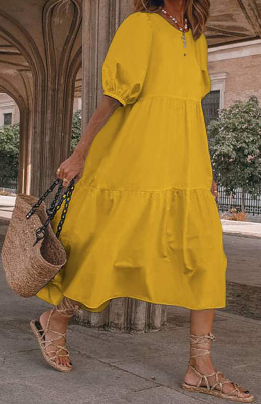 Levoire | Robe midi ligne A unie Jaune