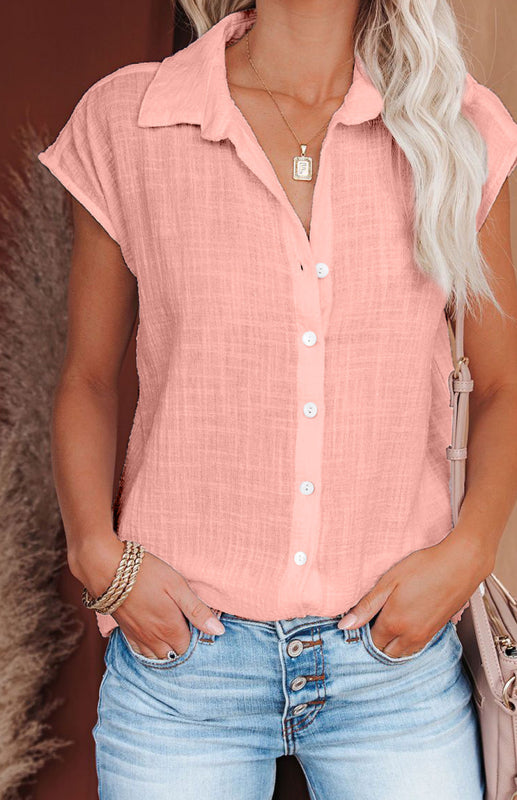 Levoire | Linrevers nappiraglan chemise à manches courtes avec blouse à fente incurvée Rosa