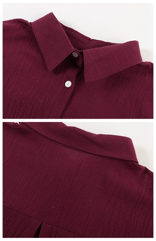 Levoire | Linrevers nappiraglan chemise à manches courtes avec blouse à fente incurvée