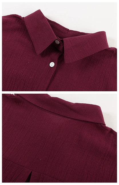 Levoire | Linrevers nappiraglan chemise à manches courtes avec blouse à fente incurvée