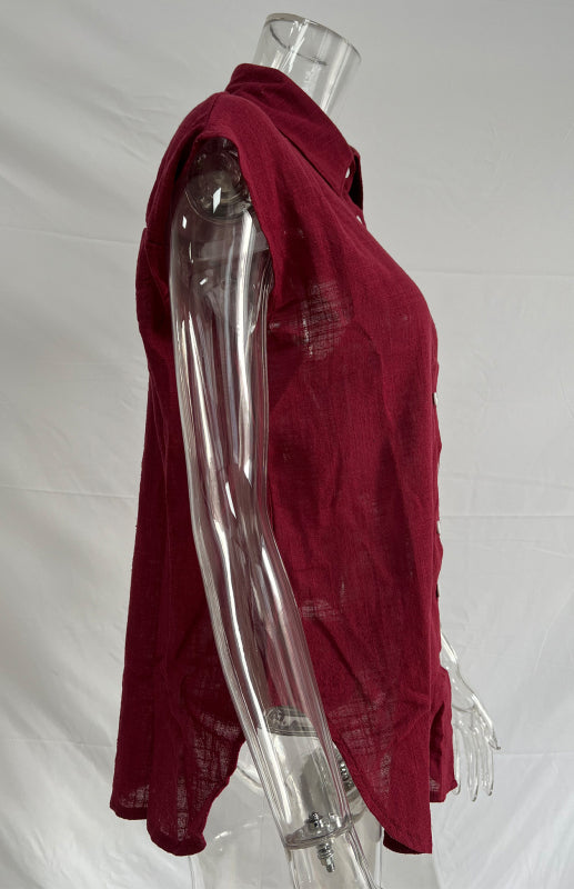 Levoire | Linrevers nappiraglan chemise à manches courtes avec blouse à fente incurvée