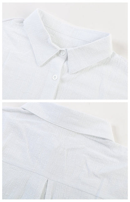 Levoire | Linrevers nappiraglan chemise à manches courtes avec blouse à fente incurvée