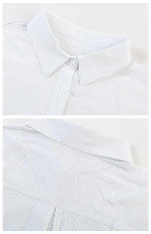 Levoire | Linrevers nappiraglan chemise à manches courtes avec blouse à fente incurvée