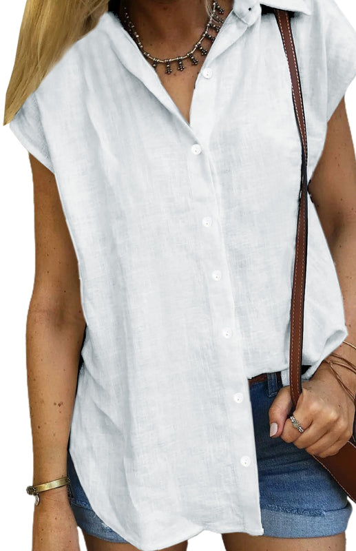 Levoire | Linrevers nappiraglan chemise à manches courtes avec blouse à fente incurvée