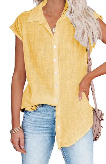 Levoire | Linrevers nappiraglan chemise à manches courtes avec blouse à fente incurvée