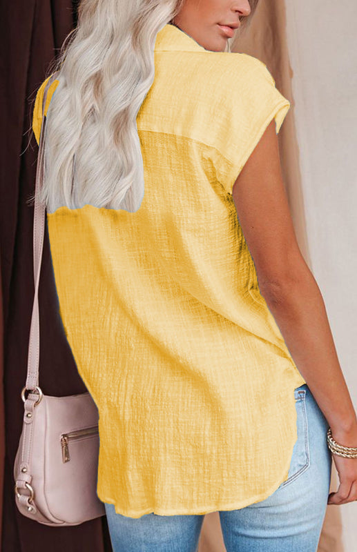 Levoire | Linrevers nappiraglan chemise à manches courtes avec blouse à fente incurvée