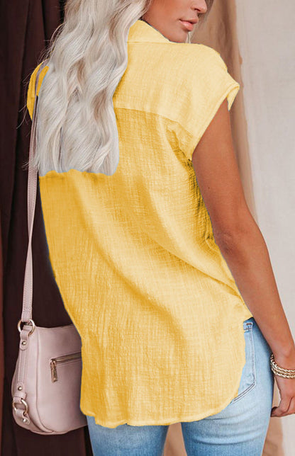 Levoire | Linrevers nappiraglan chemise à manches courtes avec blouse à fente incurvée