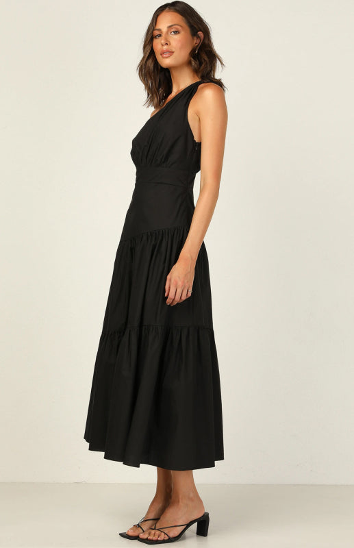 Levoire | Femme À-épaule Ridé Robe longue Noir