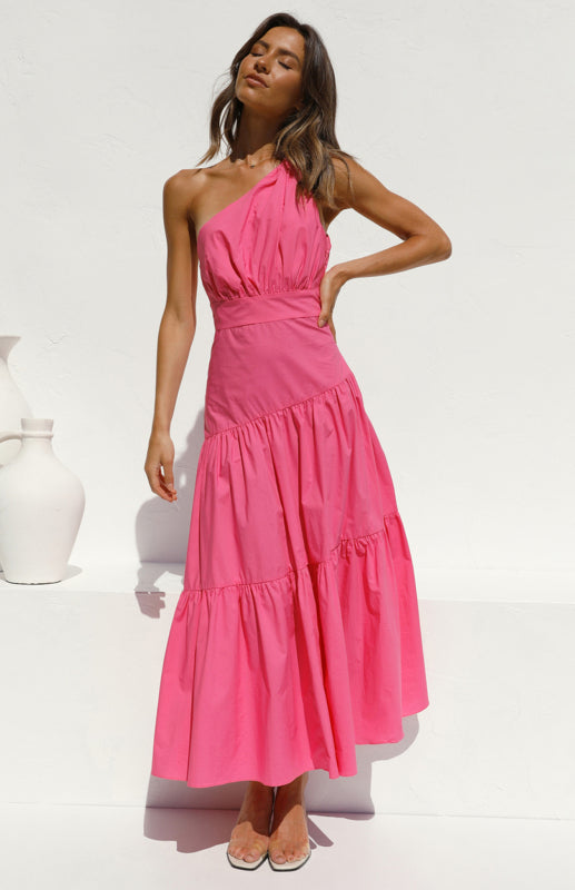 Levoire | Femme À-épaule Ridé Robe longue Rosa