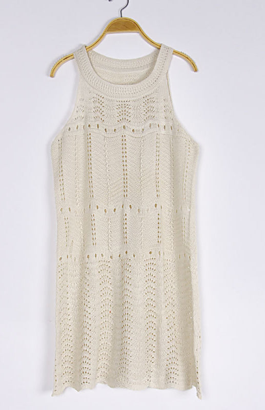 Levoire | Femme sans manches décolleté robe tricot unie