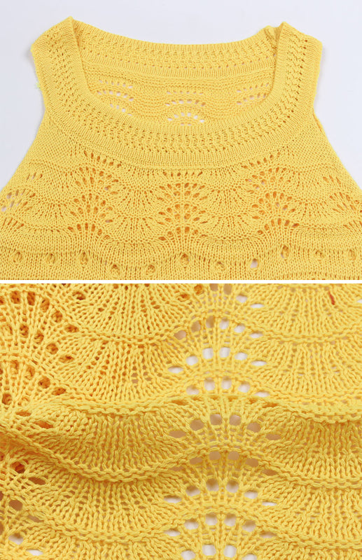 Levoire | Femme sans manches décolleté robe tricot unie