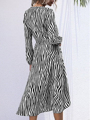 Levoire | Zebra V-Décolleté Robe Longue À Manches