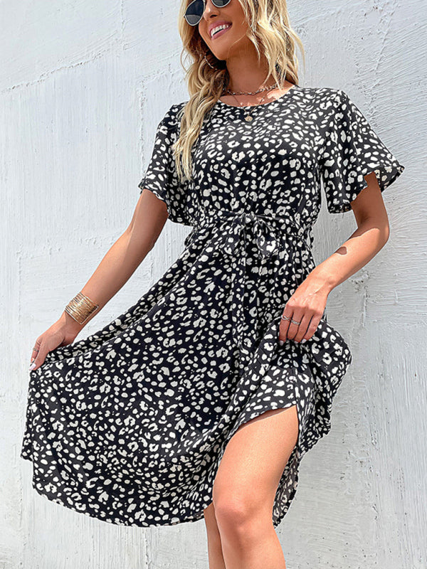 Levoire | Tempérament Femme noire robe rétro à fleurs Noir