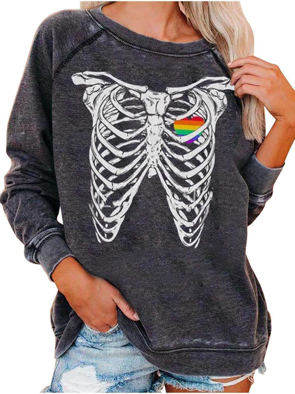 Levoire | Femmes T-shirt imprimé à manches raglan loose thème Halloween