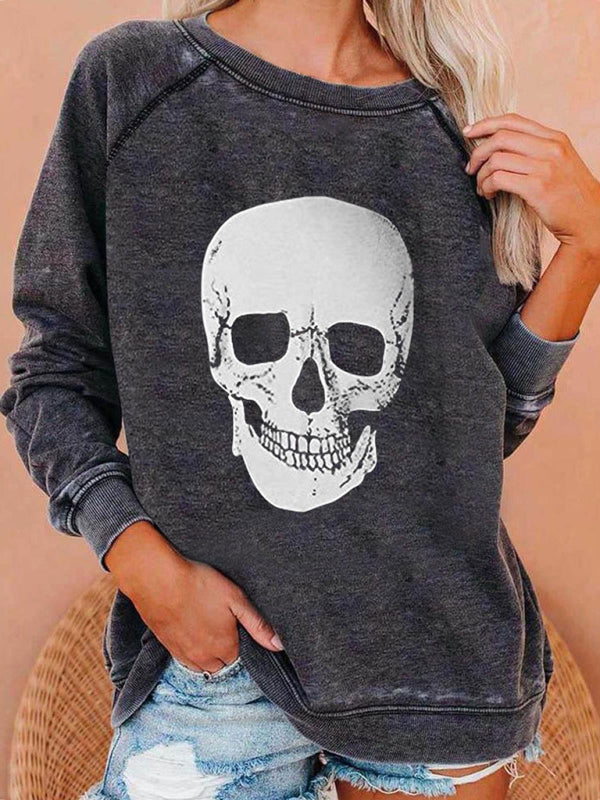 Levoire | Femmes T-shirt imprimé à manches raglan loose thème Halloween Muster2