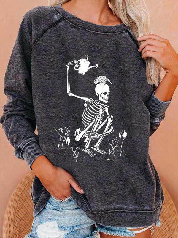 Levoire | Femmes T-shirt imprimé à manches raglan loose thème Halloween Modèle