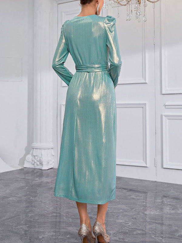 Levoire | Femme Élégant Robe V col Professionnel Slim Robe Paillettes