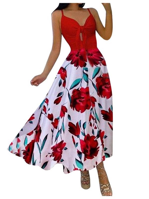 Levoire | Femme Lacet Complet Fleurie Sexy Halter Robe Longue