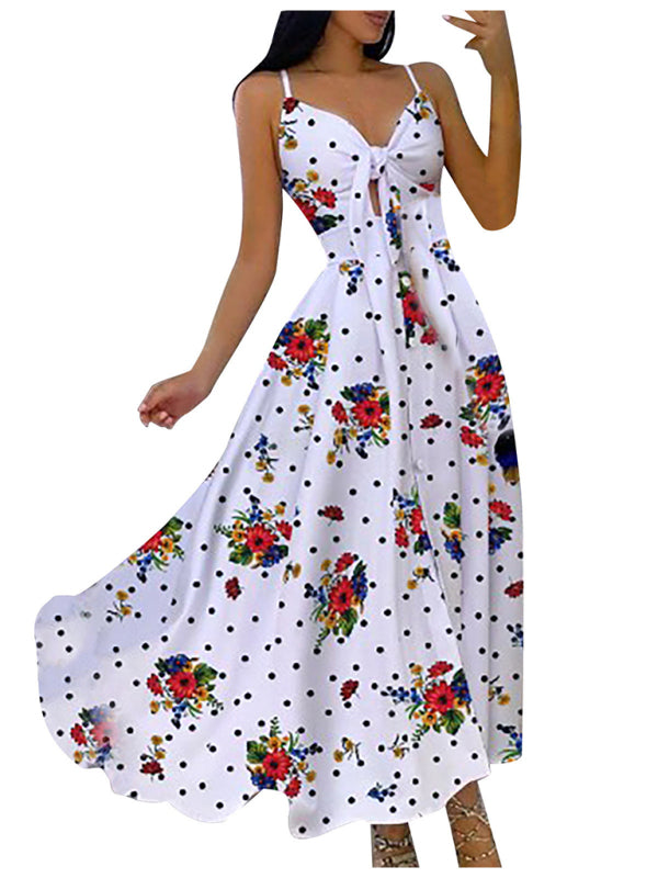 Levoire | Femme Lacet Complet Fleurie Sexy Halter Robe Longue