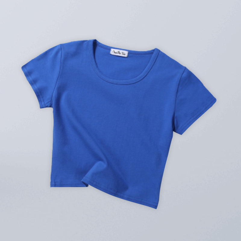 Levoire | Femmes Col Rond Manches Courtes Blouse Violet-bleu ciel bleu marine