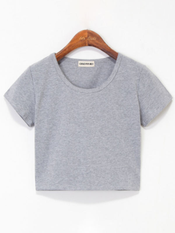 Levoire | Femmes Col Rond Manches Courtes Blouse Gris