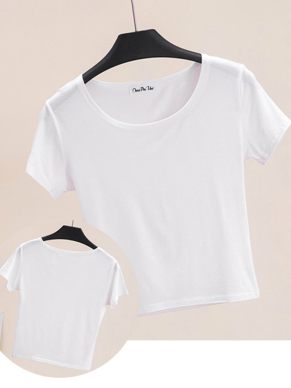 Levoire | Femmes Col Rond Manches Courtes Blouse