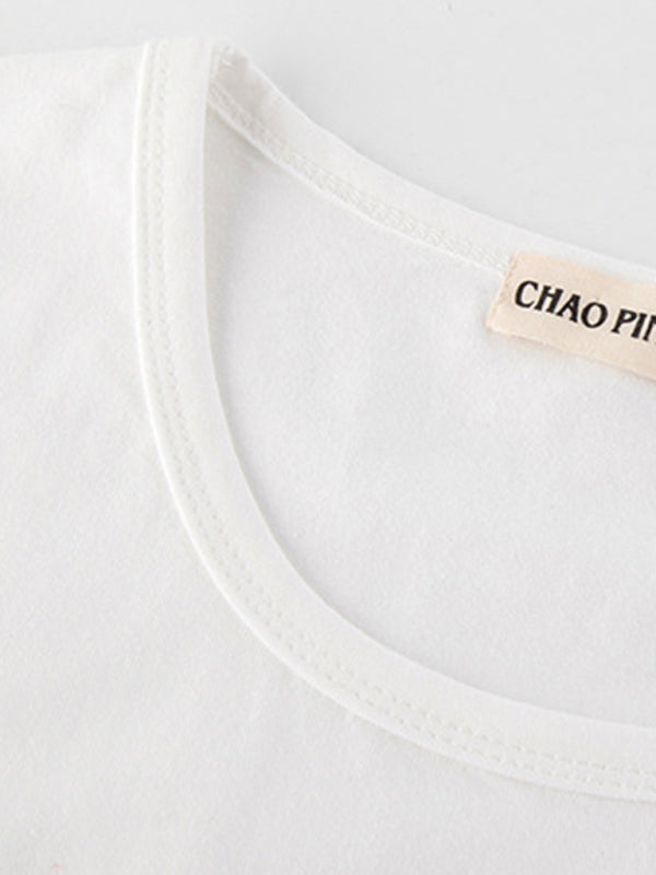 Levoire | Femmes Col Rond Manches Courtes Blouse