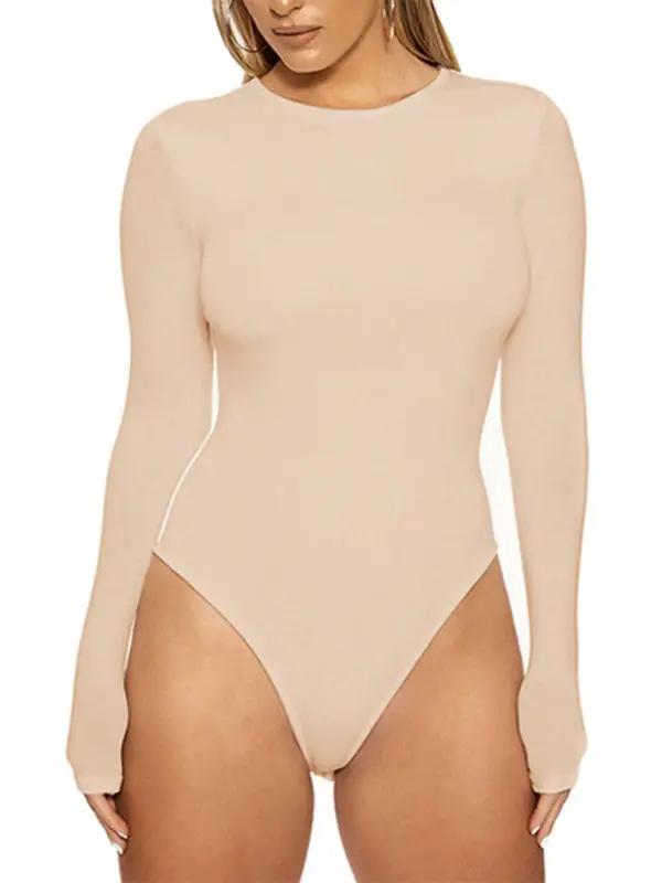 Levoire | Femme Loisirs Bodys Tops à manches longues ajusté Jumpsuit Cracker kaki