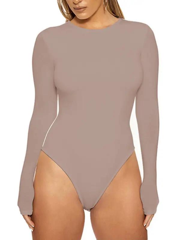 Levoire | Femme Loisirs Bodys Tops à manches longues ajusté Jumpsuit Café